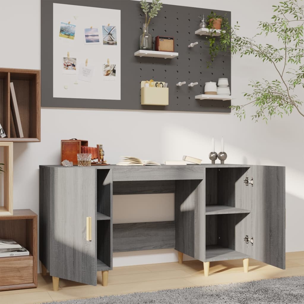 VidaXL Bureau 140x50x75 cm bewerkt hout grijs sonoma eikenkleurig