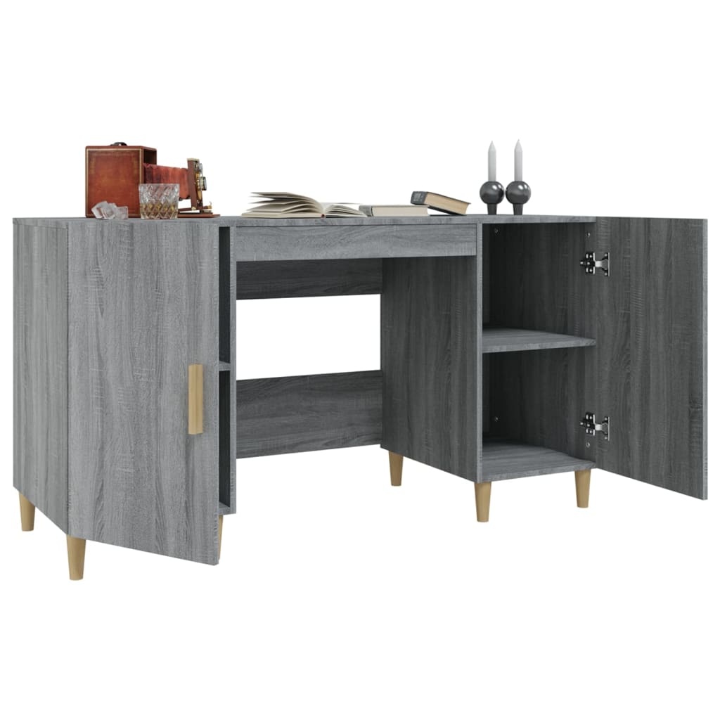 VidaXL Bureau 140x50x75 cm bewerkt hout grijs sonoma eikenkleurig