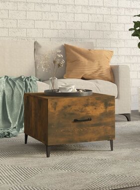 VidaXL Salontafel met metalen poten 50x50x40 cm gerookt eikenkleurig