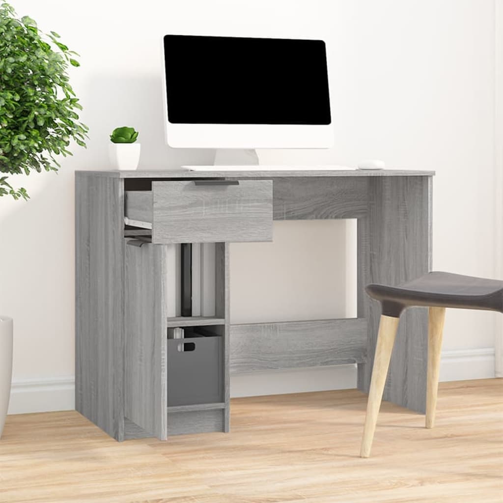 VidaXL Bureau 100x50x75 cm bewerkt hout grijs sonoma eikenkleurig