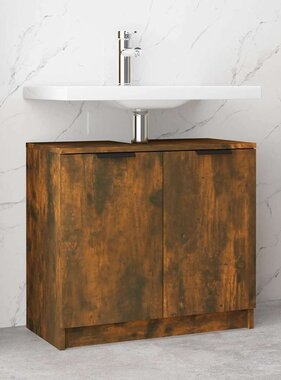 VidaXL Badkamerkast 64,5x33,5x59 cm bewerkt hout gerookt eikenkleurig