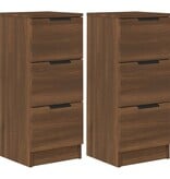 VidaXL Dressoirs 2 st 30x30x70 cm bewerkt hout bruin eikenkleur