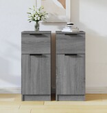 VidaXL Dressoirs 2 st 30x30x70 cm bewerkt hout grijs sonoma eikenkleur