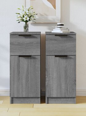 VidaXL Dressoirs 2 st 30x30x70 cm bewerkt hout grijs sonoma eikenkleur