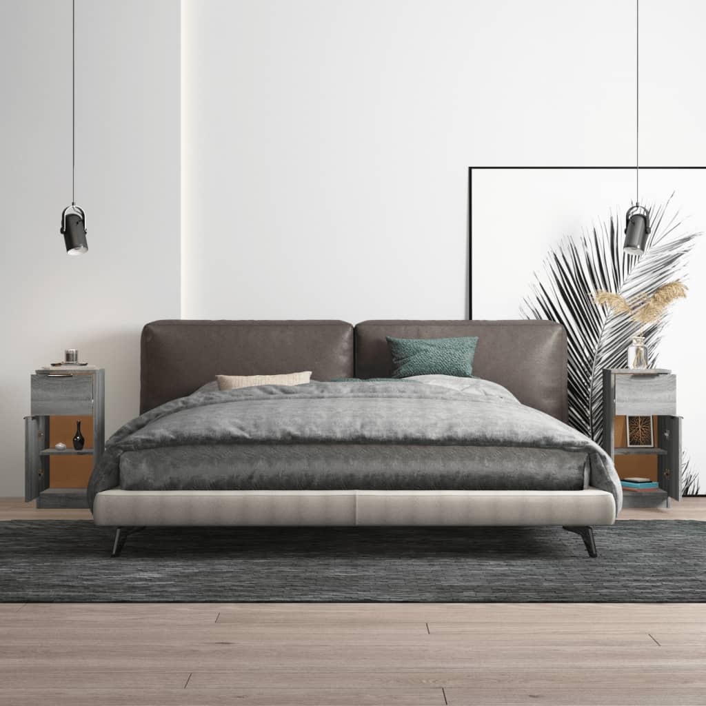 VidaXL Dressoirs 2 st 30x30x70 cm bewerkt hout grijs sonoma eikenkleur