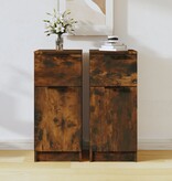 VidaXL Dressoirs 2 st 30x30x70 cm bewerkt hout gerookt eikenkleurig