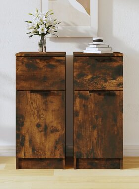 VidaXL Dressoirs 2 st 30x30x70 cm bewerkt hout gerookt eikenkleurig