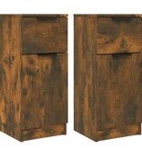 VidaXL Dressoirs 2 st 30x30x70 cm bewerkt hout gerookt eikenkleurig