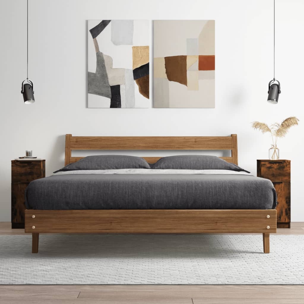 VidaXL Dressoir 30x30x70 cm bewerkt hout gerookt eikenkleurig