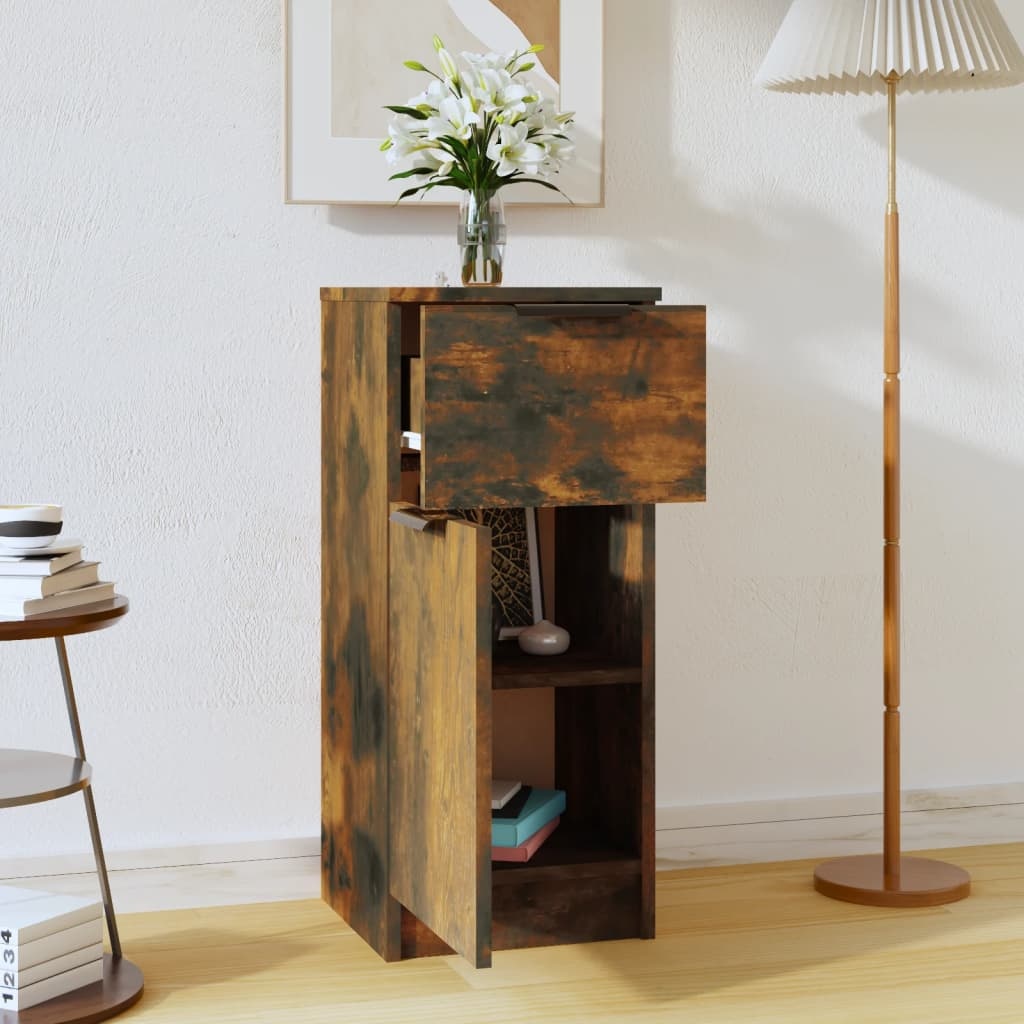 VidaXL Dressoir 30x30x70 cm bewerkt hout gerookt eikenkleurig