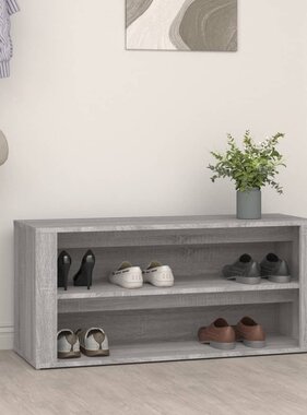 VidaXL Schoenenrek 100x35x45 cm bewerkt hout grijs sonoma eikenkleur