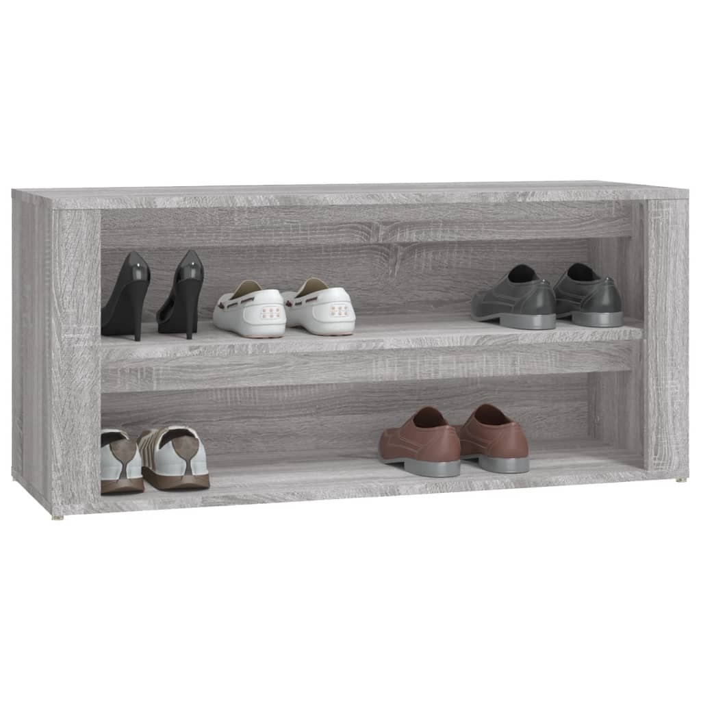 VidaXL Schoenenrek 100x35x45 cm bewerkt hout grijs sonoma eikenkleur