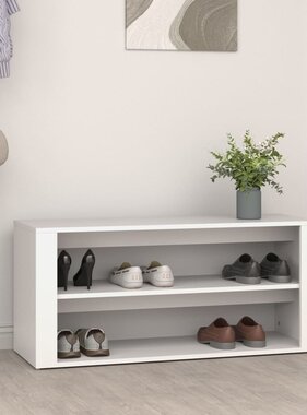VidaXL Schoenenrek 100x35x45 cm bewerkt hout wit