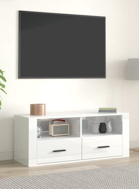 VidaXL Tv-meubel 100x35x40 cm bewerkt hout hoogglans wit