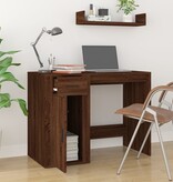VidaXL Bureau 100x49x75 cm bewerkt hout bruin eikenkleur