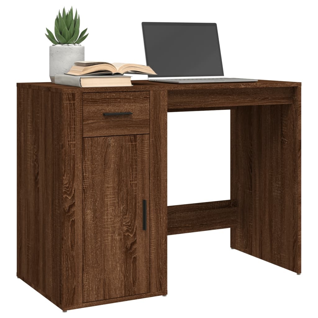 VidaXL Bureau 100x49x75 cm bewerkt hout bruin eikenkleur