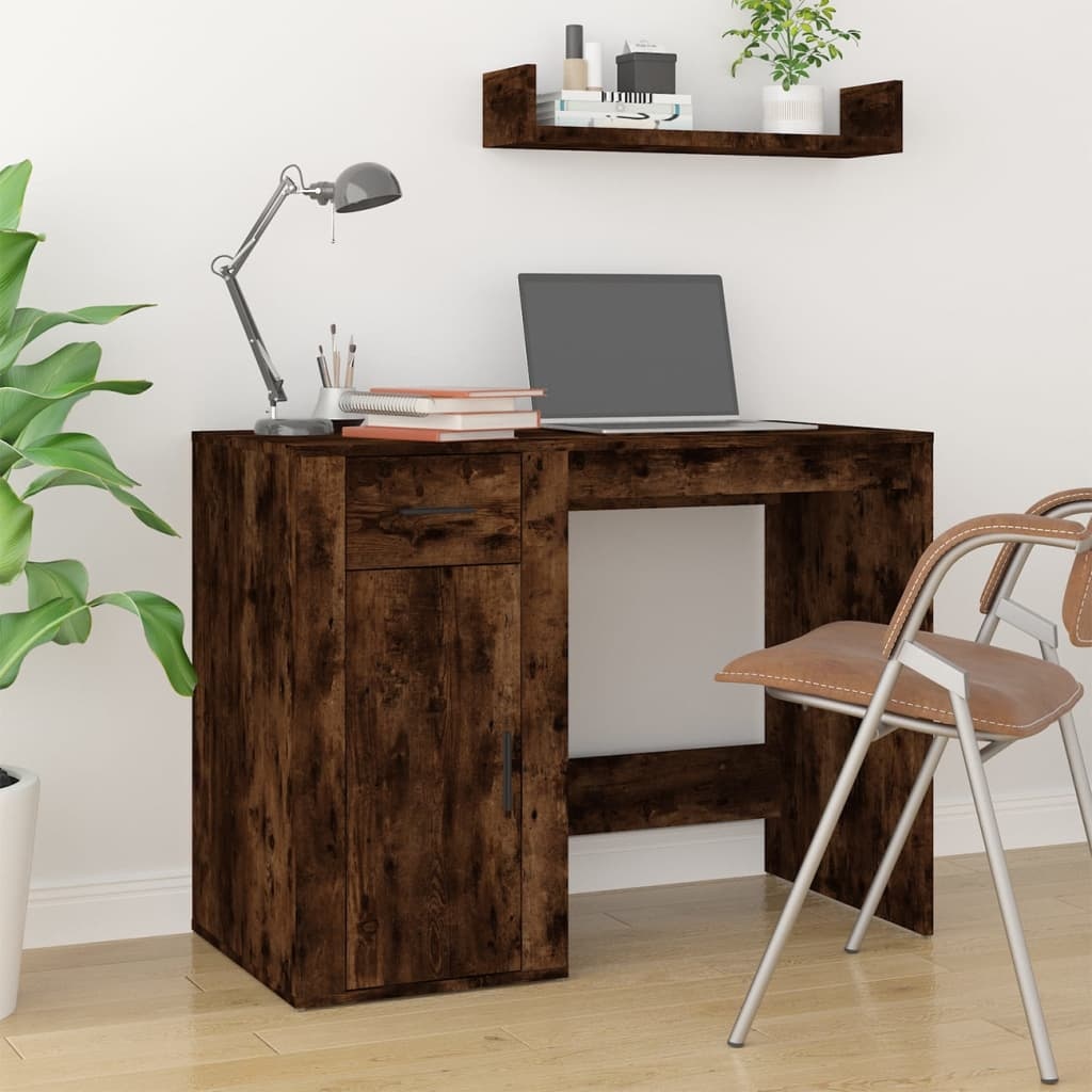 VidaXL Bureau 100x49x75 cm bewerkt hout gerookt eikenkleurig
