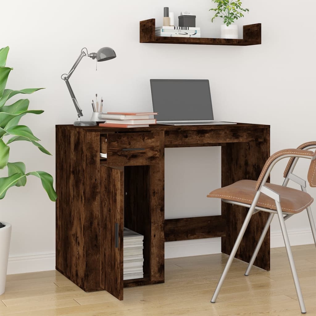 VidaXL Bureau 100x49x75 cm bewerkt hout gerookt eikenkleurig
