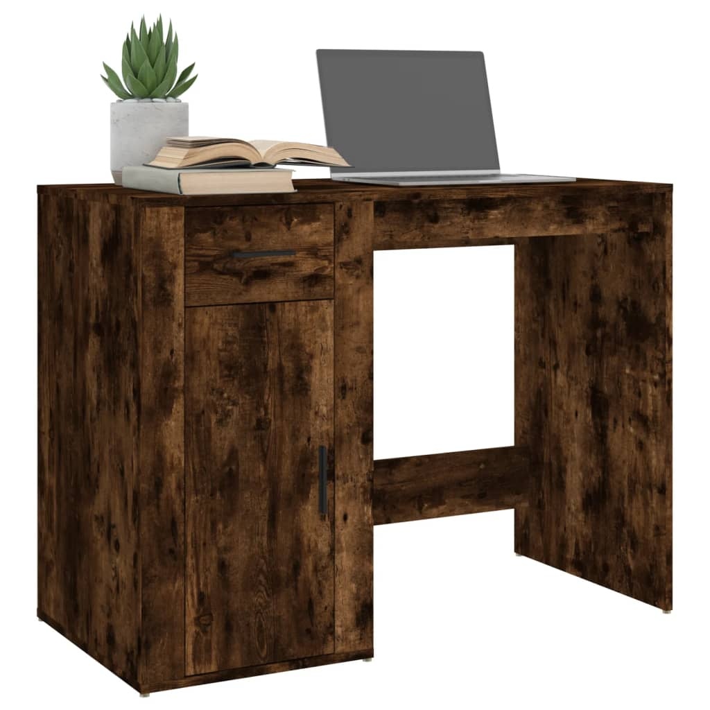 VidaXL Bureau 100x49x75 cm bewerkt hout gerookt eikenkleurig