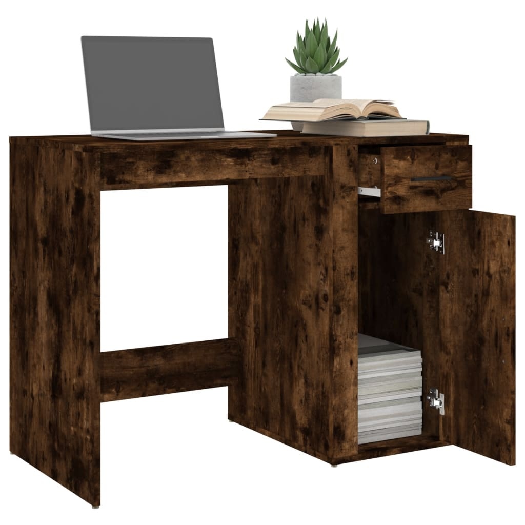 VidaXL Bureau 100x49x75 cm bewerkt hout gerookt eikenkleurig