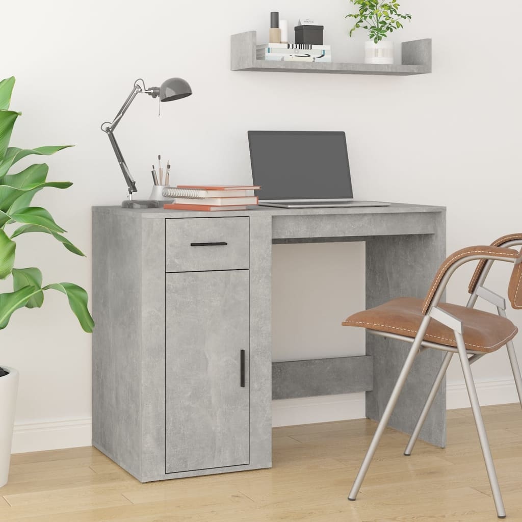 VidaXL Bureau 100x49x75 cm bewerkt hout betongrijs