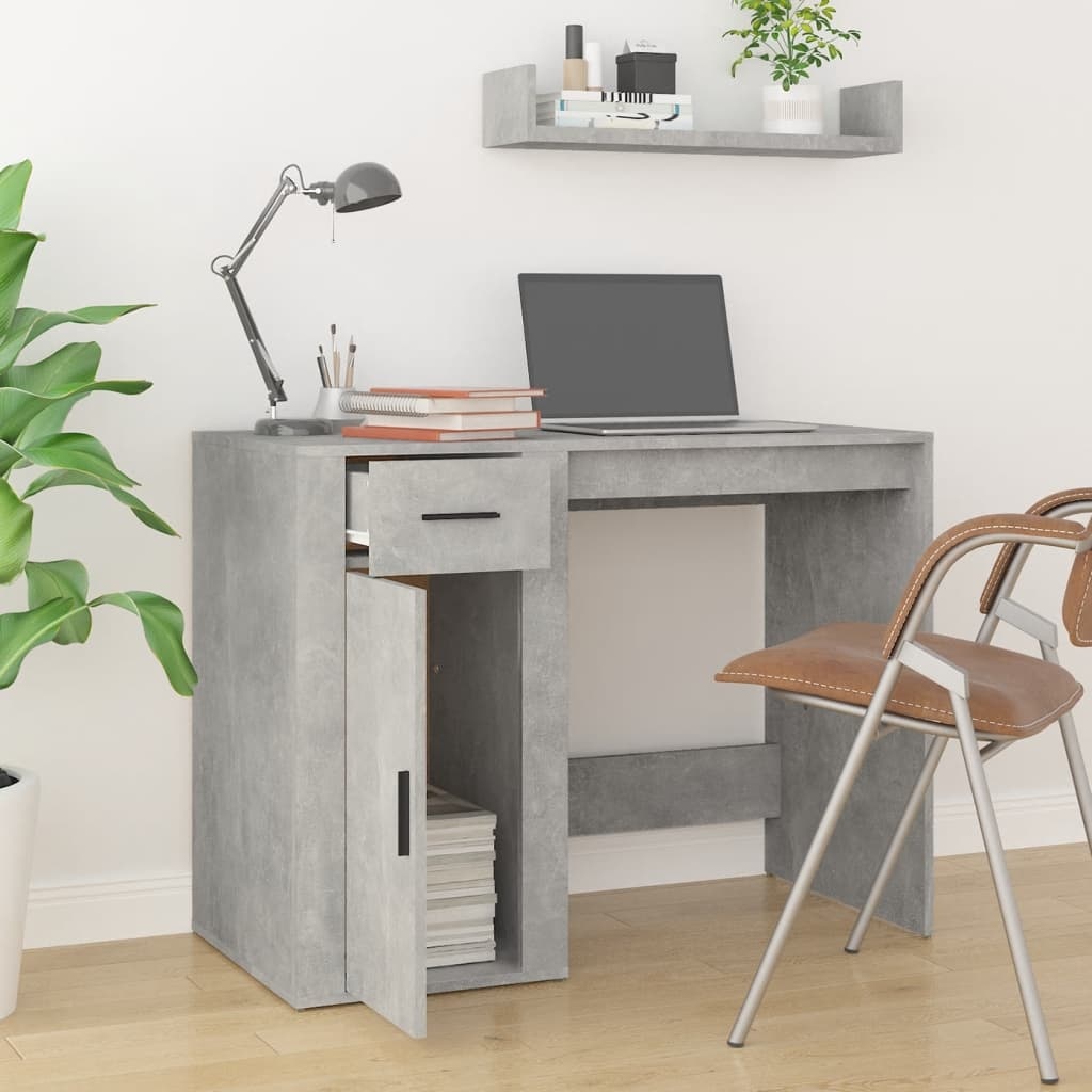 VidaXL Bureau 100x49x75 cm bewerkt hout betongrijs