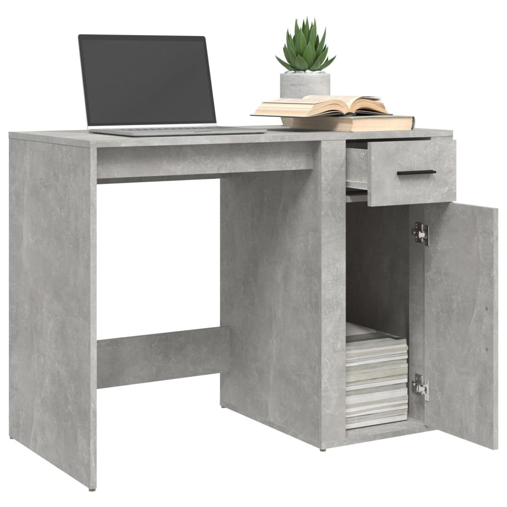 VidaXL Bureau 100x49x75 cm bewerkt hout betongrijs