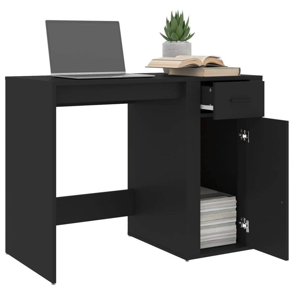 VidaXL Bureau 100x49x75 cm bewerkt hout zwart