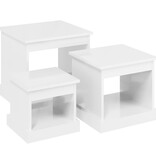 VidaXL 3-delige Salontafelset bewerkt hout hoogglans wit