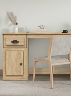 VidaXL Bureau met lade 115x50x75 cm bewerkt hout sonoma eikenkleurig