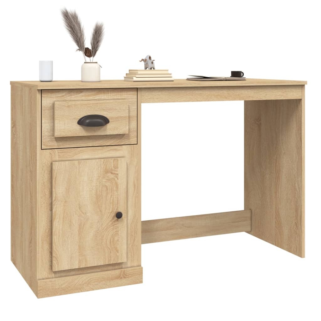 VidaXL Bureau met lade 115x50x75 cm bewerkt hout sonoma eikenkleurig