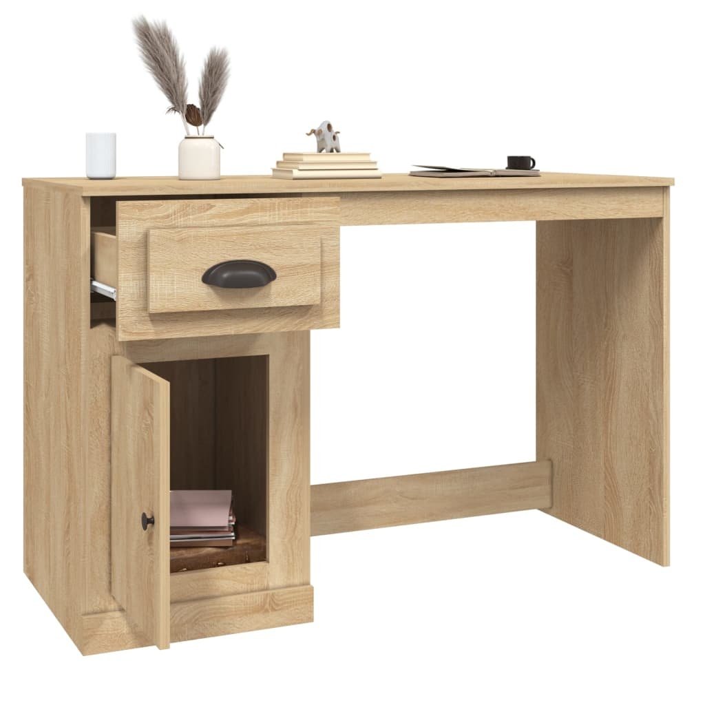 VidaXL Bureau met lade 115x50x75 cm bewerkt hout sonoma eikenkleurig