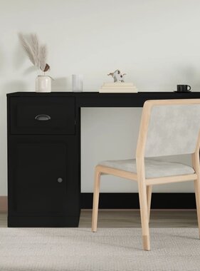 VidaXL Bureau met lade 115x50x75 cm bewerkt hout zwart
