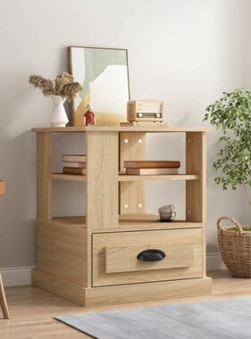 VidaXL Bijzettafel 50x50x60 cm bewerkt hout sonoma eikenkleurig