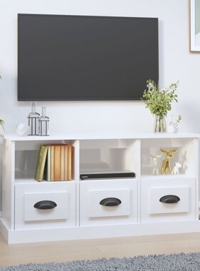 VidaXL Tv-meubel 100x35x50 cm bewerkt hout hoogglans wit
