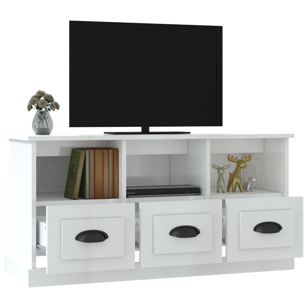VidaXL Tv-meubel 100x35x50 cm bewerkt hout hoogglans wit