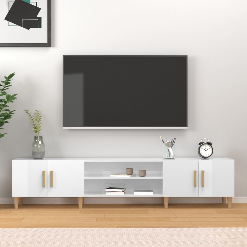 VidaXL Tv-meubel 180x31,5x40 cm bewerkt hout hoogglans wit