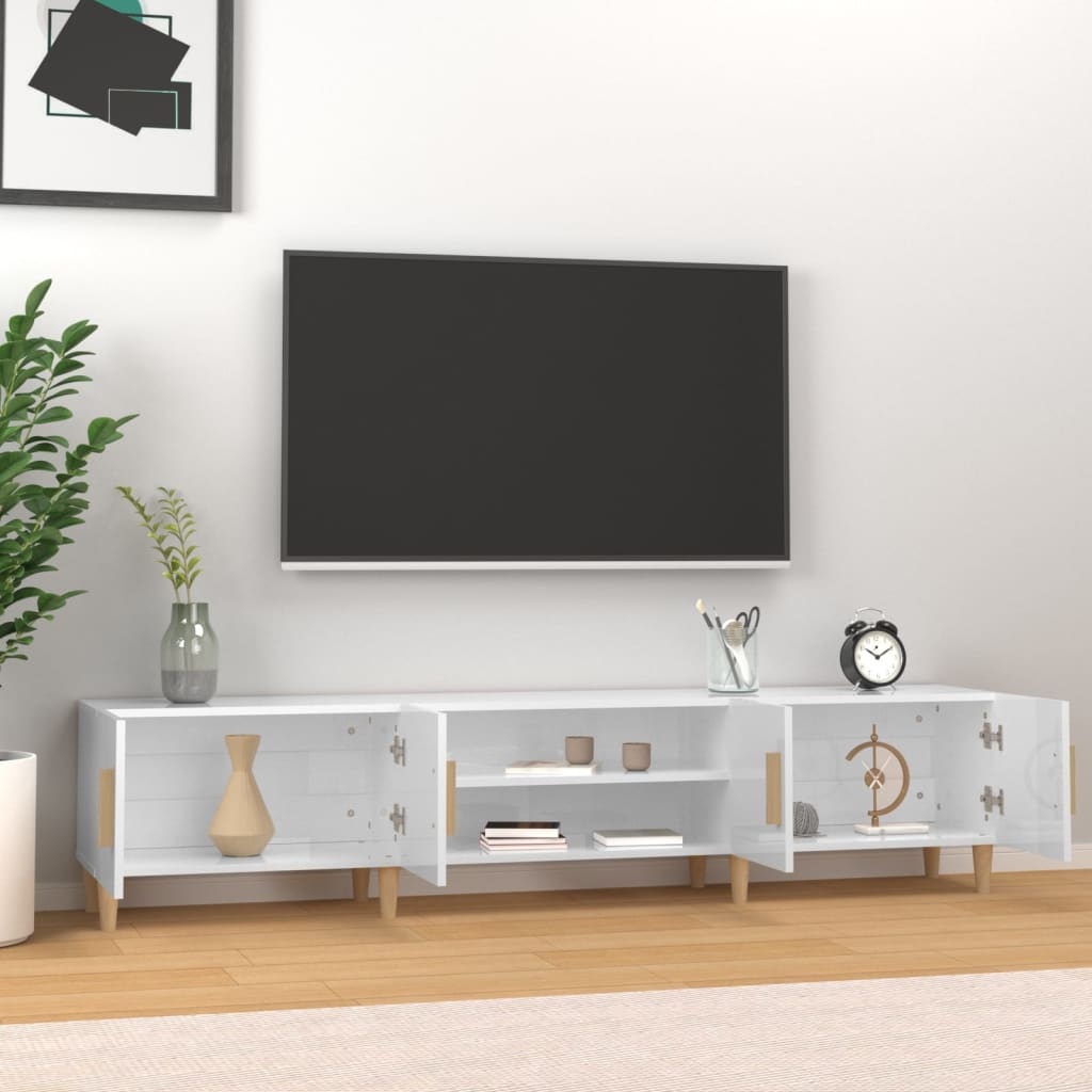 VidaXL Tv-meubel 180x31,5x40 cm bewerkt hout hoogglans wit