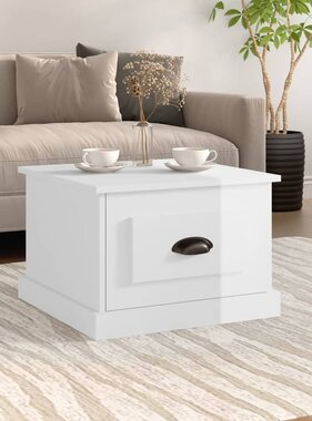 VidaXL Salontafel 50x50x35 cm bewerkt hout hoogglans wit