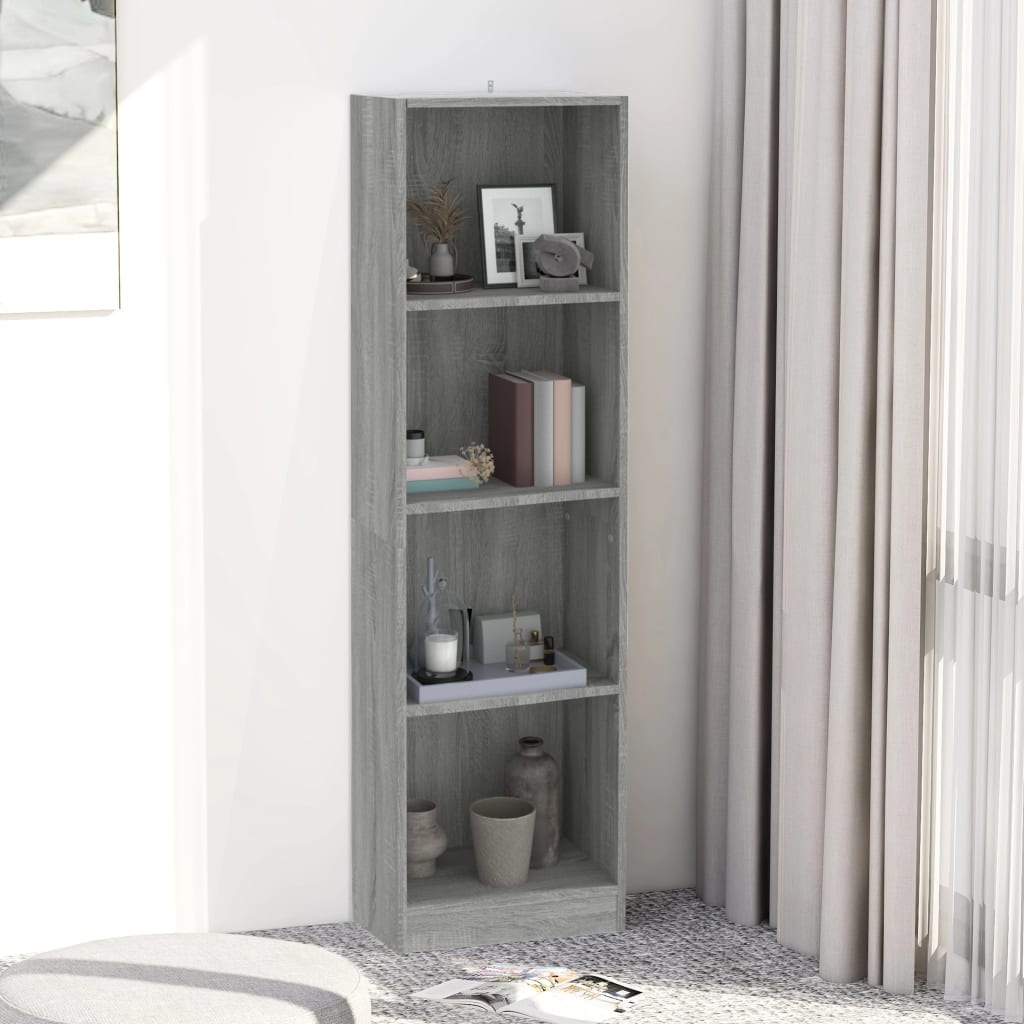 VidaXL Boekenkast 4 schappen 40x24x143 cm bewerkt hout grijs sonoma