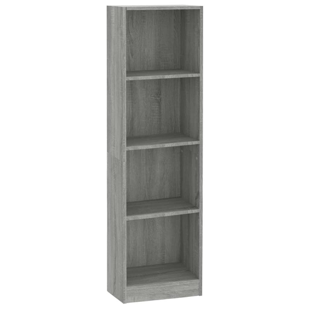VidaXL Boekenkast 4 schappen 40x24x143 cm bewerkt hout grijs sonoma