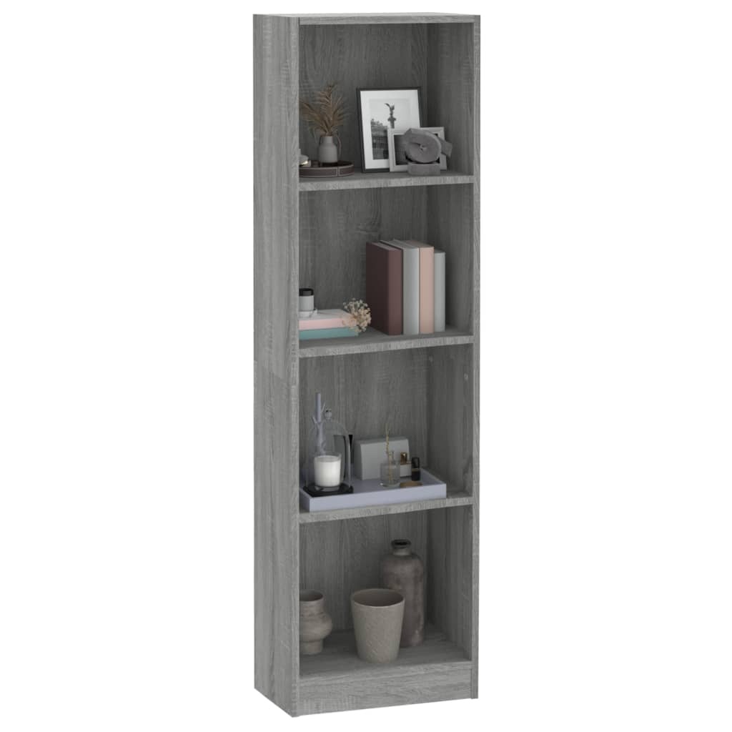 VidaXL Boekenkast 4 schappen 40x24x143 cm bewerkt hout grijs sonoma
