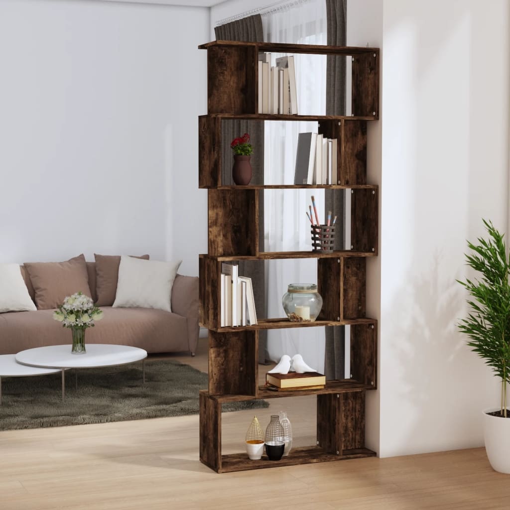 VidaXL Boekenkast/kamerscherm 80x24x192 cm bewerkt hout gerookt eiken