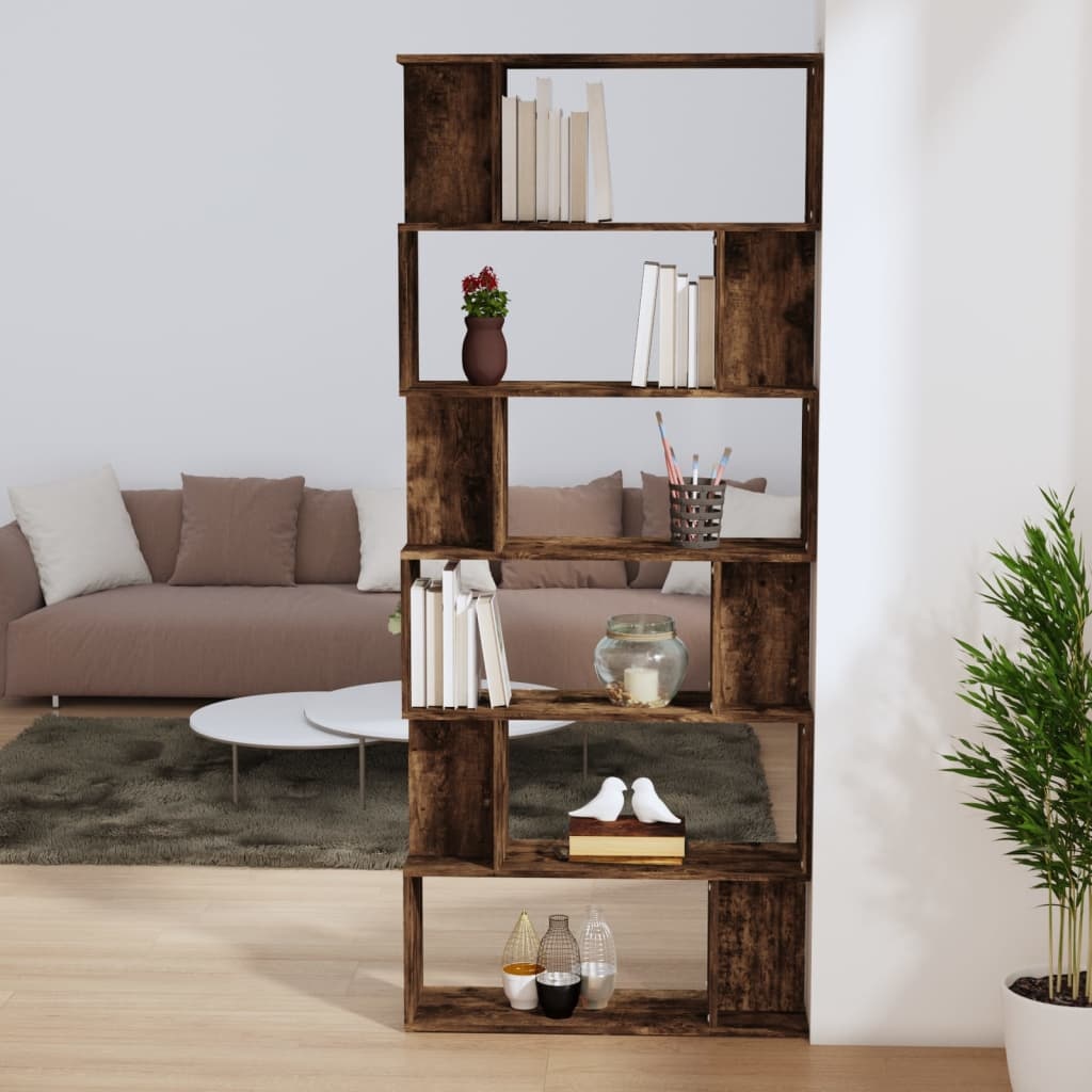VidaXL Boekenkast/kamerscherm 80x24x192 cm bewerkt hout gerookt eiken