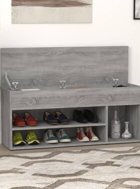 VidaXL Schoenenbank 105x30x45 cm bewerkt hout grijs sonoma eikenkleur