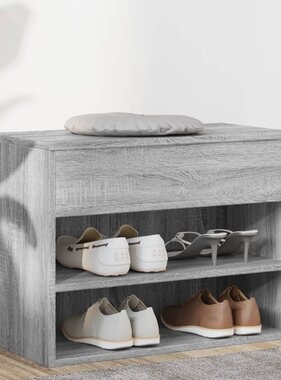 VidaXL Schoenenbank 60x30x45 cm bewerkt hout grijs sonoma eikenkleurig