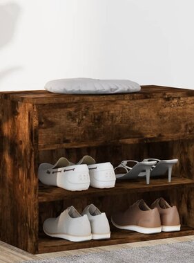 VidaXL Schoenenbank 60x30x45 cm bewerkt hout gerookt eikenkleurig