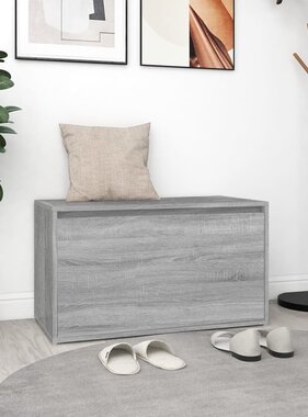 VidaXL Halbankje 80x40x45 cm bewerkt hout grijs sonoma eikenkleurig