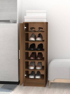 VidaXL Schoenenkast 32x35x92 cm bewerkt hout bruin eikenkleur