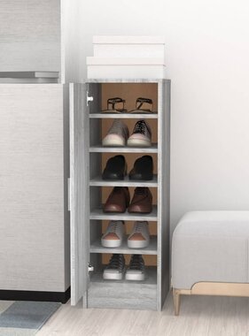 VidaXL Schoenenkast 32x35x92 cm bewerkt hout grijs sonoma eikenkleurig